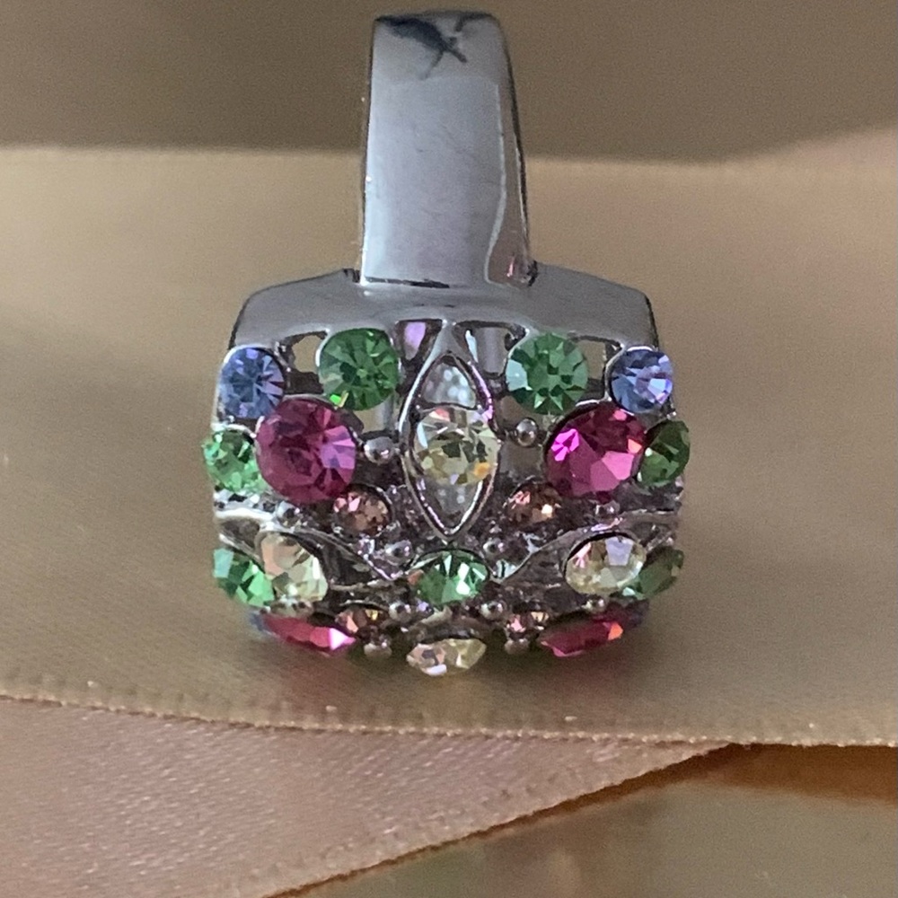 Square Multi Gemstone Cluster Ring 8 - image 8